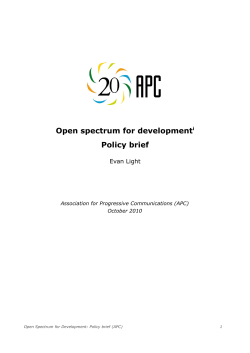 Open spectrum for development: Policy brief