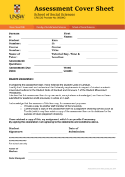 Assessment Cover Sheet - UNSW School of Social Sciences