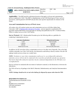 RSP 006 &ndash; Area Surveys/Contamination Surveys