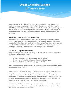 Senate report March 2016 - NHS West Cheshire Clinical