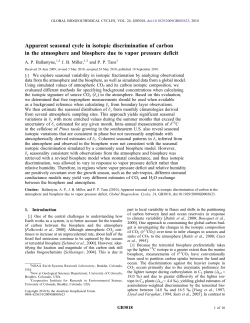 Apparent seasonal cycle in isotopic discrimination of carbon in the