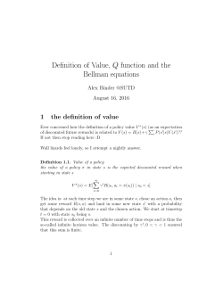 Definition of Value, Q function and the Bellman equations