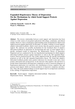 Expanded Hopelessness Theory of Depression