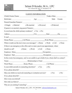 Intake packet for children