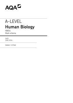 A-level Human Biology Mark scheme Unit 01 - The body and