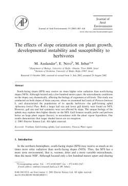 The effects of slope orientation on plant growth, developmental