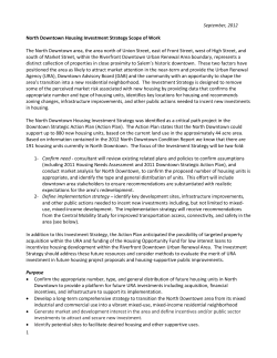 North Downtown Housing Investment Strategy Project Scope