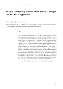 Nitrogen use efficiency of bread wheat: Effects of nitrogen