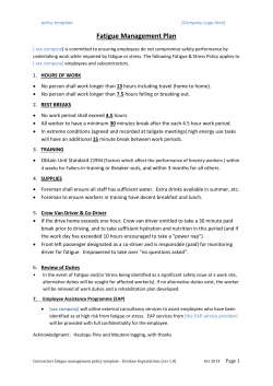 Contractor Fatigue Management Policy (template) 2014