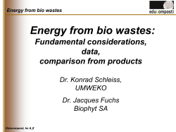 Energy from bio wastes Energy from bio wastes
