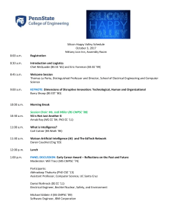Silicon Happy Valley Schedule October 3, 2017 Nittany Lion Inn