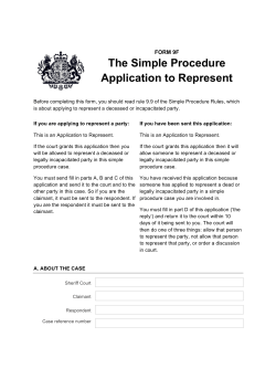 Form 9F - Application to Represent