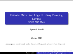 Discrete Math. and Logic II. Using Pumping Lemma