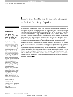 Health Care Facility and Community Strategies for Patient Care