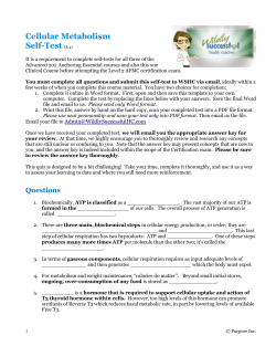 Cellular Metabolism Self-Test