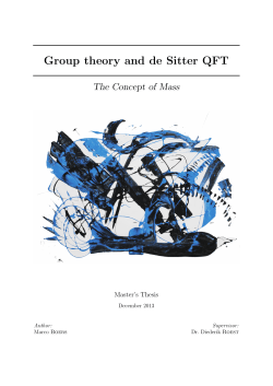 Group theory and de Sitter QFT - Theoretical High