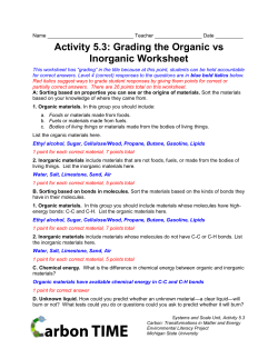 Activity 5.3: Grading the Organic vs Inorganic Worksheet