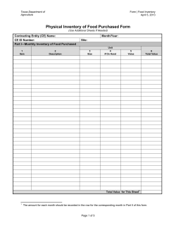 Physical Inventory of Food Purchased Form