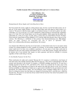 Possible Economic Effects of European Debt and Low U.S. Interest