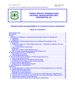 Forest Service Training Guide for Management of