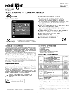 model g308c1/a2 - 8" color touchscreen ulr