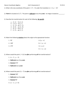 Honors Coordinate Algebra: Unit 5 Assessment 2 9-19