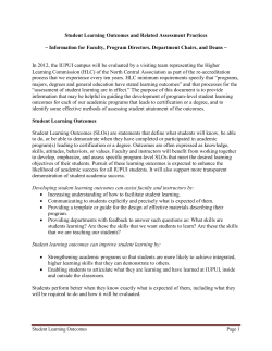 Developing Student Learning Outcomes - iupui