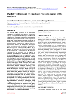 Oxidative stress and free radicals related diseases of the newborn