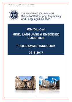 PPLS MSc Mind, Language and Embodied Cognition Handbook