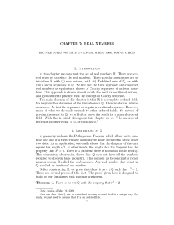 CHAPTER 7: REAL NUMBERS 1. Introduction In this chapter we