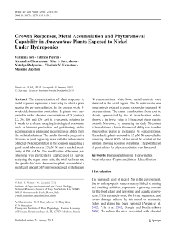 Growth Responses, Metal Accumulation and Phytoremoval