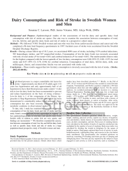Dairy Consumption and Risk of Stroke in Swedish