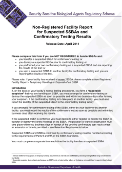 Non-Registered Facility Report for Suspected SSBAs and