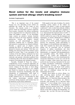 Novel notion for the innate and adaptive immune system and food