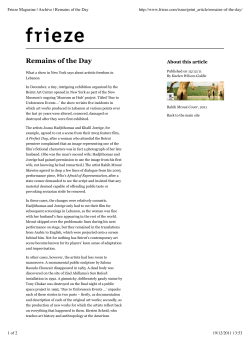 Frieze Magazine | Archive | Remains of the Day