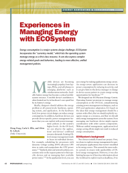 Experiences in Managing Energy with ECOSystem