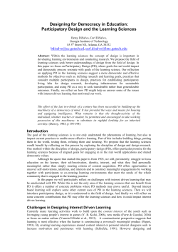 Participatory Design and the Learning Sciences