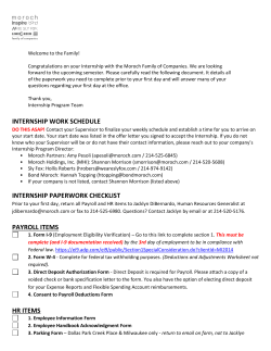 Intern Information and Paperwork Checklist
