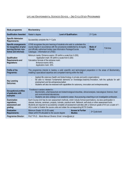 2ND CYCLE STUDY PROGRAMMES Study programme