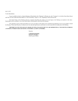 July 10, 2017 To Our Shareholders: You are cordially invited to a