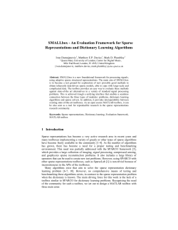 SMALLbox - An Evaluation Framework for Sparse Representations
