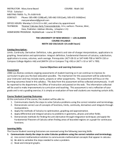 INSTRUCTOR: Mary Anne Beard COURSE: Math 162 TITLE