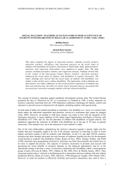 Social inclusion: Teachers as facilitators in peer acceptance of