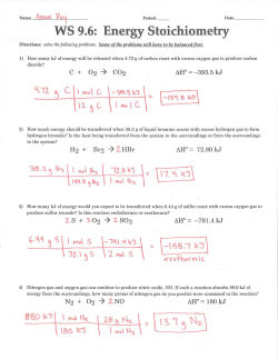 WS 9„.6: Energy Stoichiomety