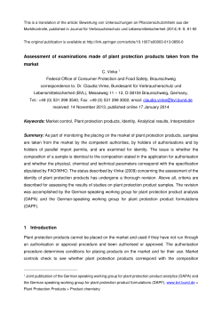 Assessment of examinations made of plant protection products