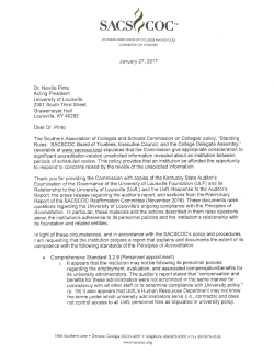 Page 1 &ordm; sacs` coc. SOUTHERN ASSOCIATION OF COLLEGES