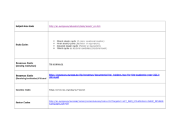 Subject Area Code Study Cycles (Sending Institution) (Receiving