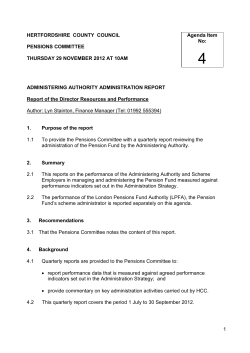 Administering Authority Administration Report