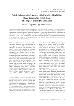 Adult Outcomes for Students with Cognitive Disabilities Three