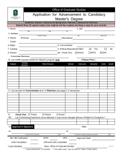 Application for Advancement to Candidacy Master`s Degree
